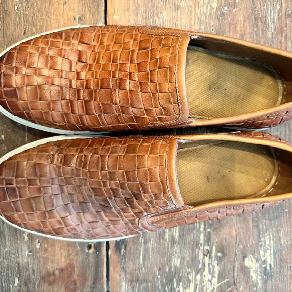 Florsheim Mens Woven Leather Slip-On Loafers Rubber Soles 10.5 EUC  14209-221